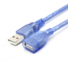 USB公对母延长线30CM 双层屏蔽 蓝色