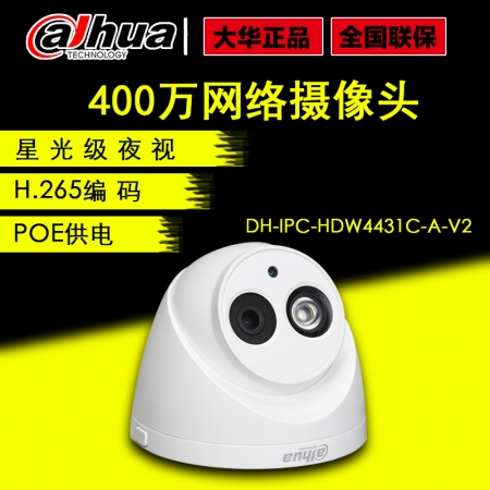 大华DH-IPC-HDW4431C-A-V2/HDW4433C-A  400万POE监控高清网络摄像头带音频
