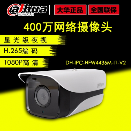 大华DH-IPC-HFW4436M/4438-I1-V2网络监控400W摄像机H.265红外监控摄像头