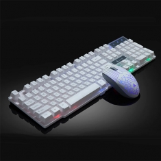 金河田彩虹湾KM021电脑USB有线键盘鼠标套装游戏机械手感键鼠套装