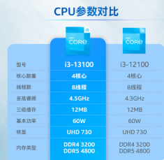 英特尔(Intel) i3-13100 13代 酷睿 处理器 4核8线程 台式机CPU